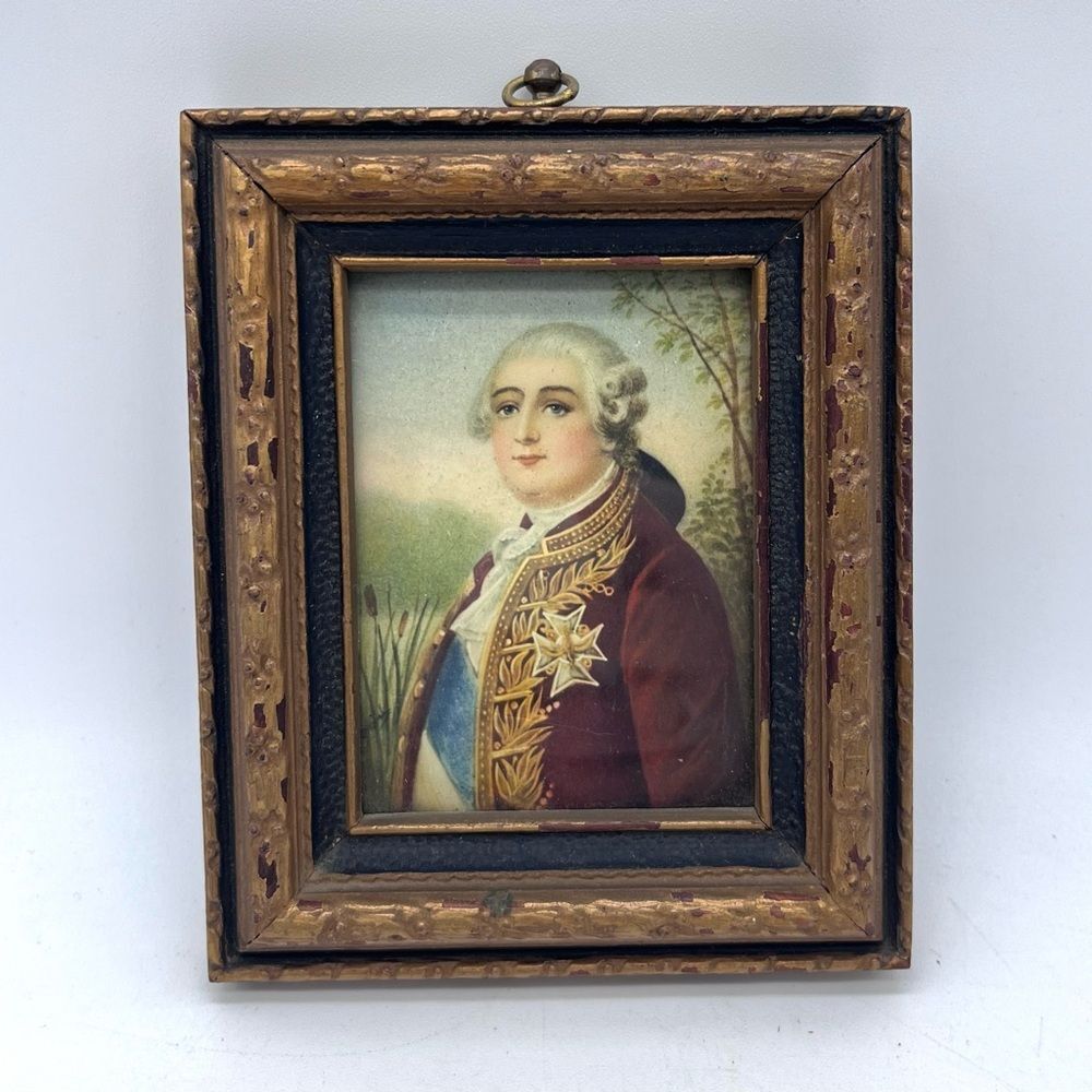 Antique Miniature King Louis XVI Portrait Vintage Art French Mini Portrait
